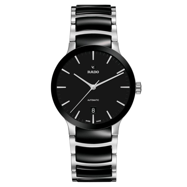Montre Rado Centrix automatique cadran noir bracelet céramique grise et noire 38 mm