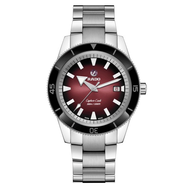 Montre Rado Captain Cook automatique cadran rouge bracelet acier 42 mm R32105353