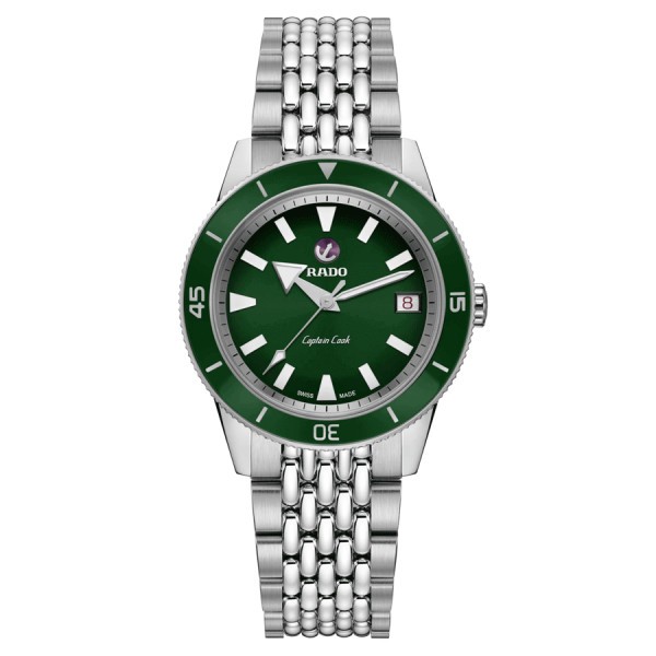 Rado Captain Cook automatic watch green dial steel bracelet 37 mm R32500323