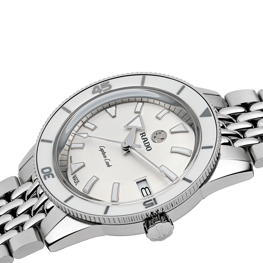 Montre Rado Captain Cook automatique cadran argenté bracelet acier 37 mm R32500013