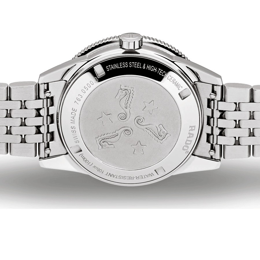 Montre Rado Captain Cook automatique cadran argenté bracelet acier 37 mm R32500013
