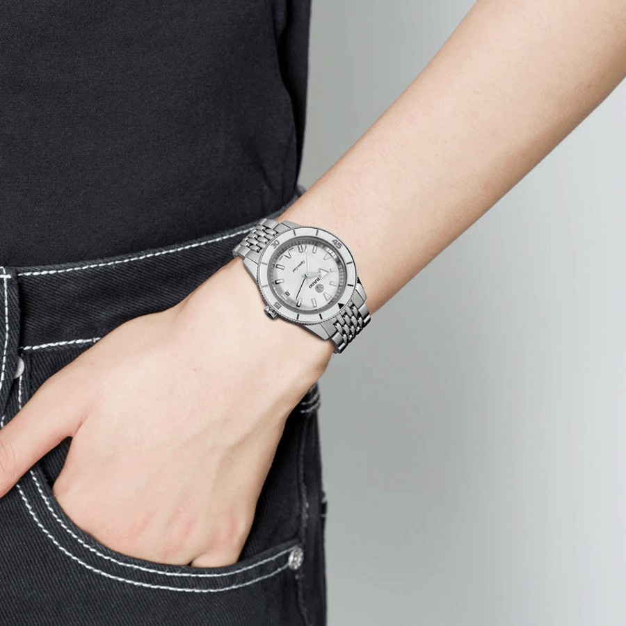 Montre Rado Captain Cook automatique cadran argenté bracelet acier 37 mm R32500013