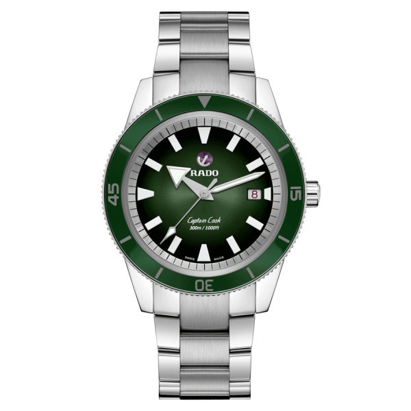 Rado Captain Cook automatic watch green dial steel bracelet three rows 42 mm R32105313