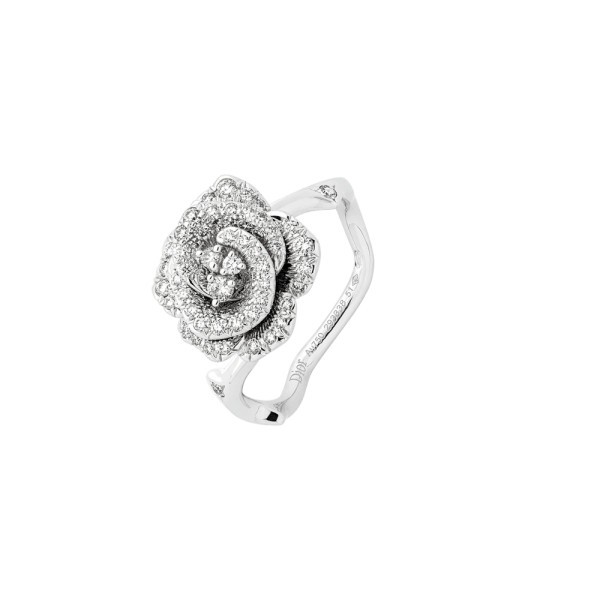 Bague Dior Rose Bagatelle petit modèle en or blanc et diamants JBAG94055