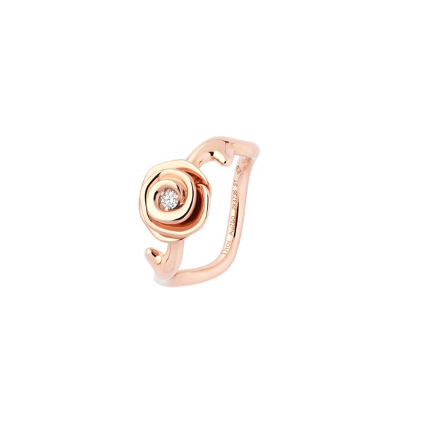 Bague Dior Rose Couture petit modèle en or rose et diamant