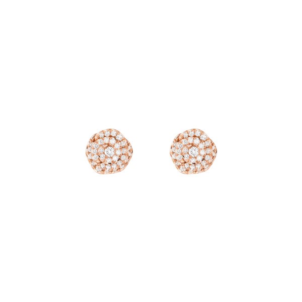 Puces Dior Rose Couture petit modèle en or rose pavées diamants JRCO95008