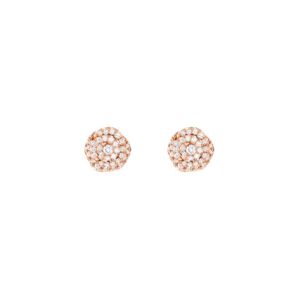 Puces Dior Rose Couture petit modèle en or rose pavées diamants JRCO95008
