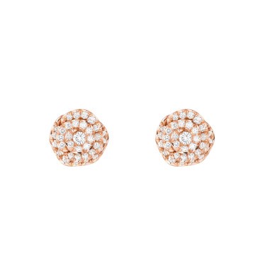 Puces Dior Rose Couture petit modèle en or rose pavées diamants JRCO95008