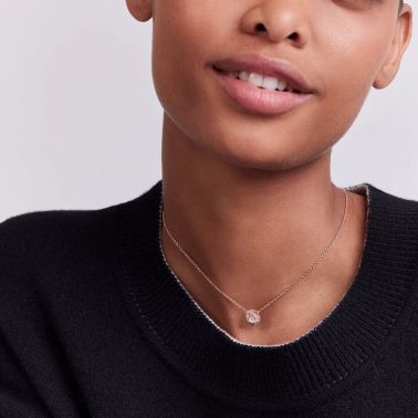 Collier Dior Rose Couture petit modèle en or rose pavé diamant JRCO95007