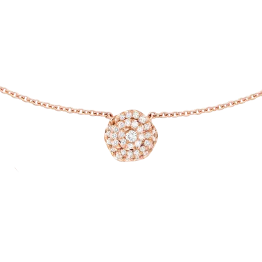 Collier Dior Rose Couture petit modèle en or rose pavé diamant JRCO95007