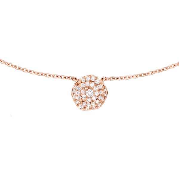Collier Dior Rose Couture petit modèle en or rose pavé diamant JRCO95007