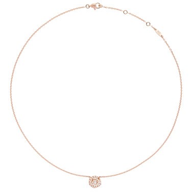 Collier Dior Rose Couture petit modèle en or rose pavé diamant JRCO95007