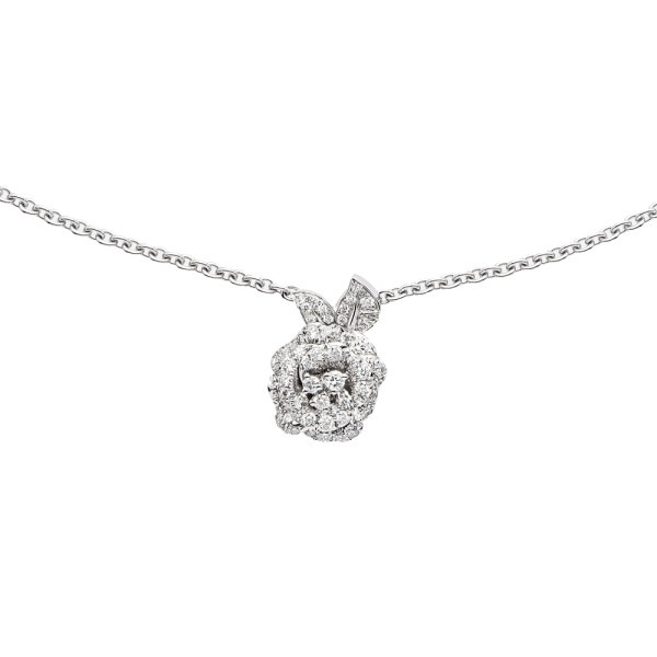 Collier Dior Rose Bagatelle petit modèle en or blanc et diamants JBAG94059