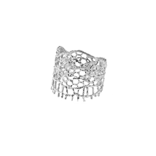 Bague Aurélie Bidermann Dentelle or blanc et diamants LACBA05V12DIWG