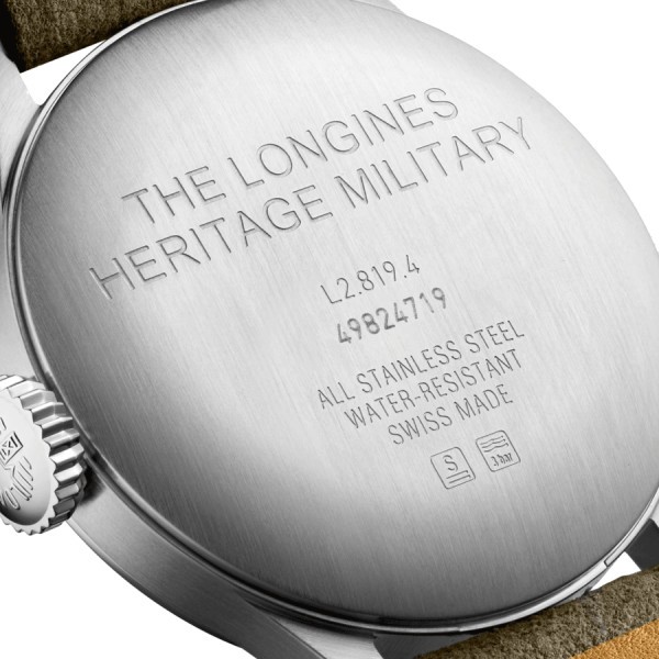 Montre Longines Heritage Military automatique cadran beige bracelet cuir sable 38,5 mm