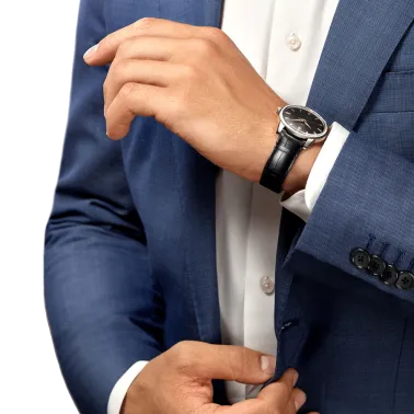 Montre Longines Conquest Heritage automatique cadran noir bracelet croco noir 40 mm L1.645.4.52.4