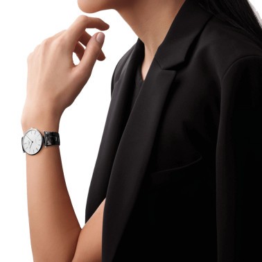 Longines Grande Classique automatic watch white dial black crocodile leather strap 38 mm