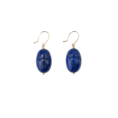 Scarabée earrings Aurélie Bidermann in yellow gold and lapis lazuli