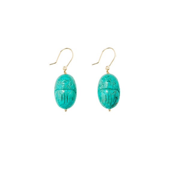 Scarabée earrings Aurélie Bidermann in yellow gold and turquoise