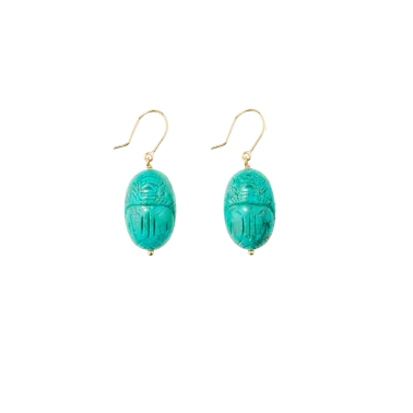 Boucles d'oreilles Aurélie Bidermann Scarabée en or jaune et turquoise SCABO03TUYGMM