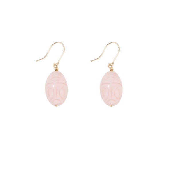 Boucles d'oreilles Aurélie Bidermann Scarabée en or jaune et opale rose SCABO03OPRYGMM