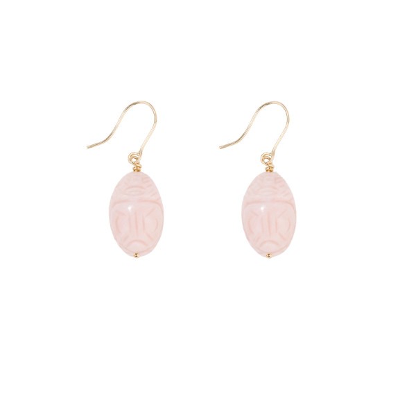 Boucles d'oreilles Aurélie Bidermann Scarabée en or jaune et opale rose SCABO03OPRYGMM