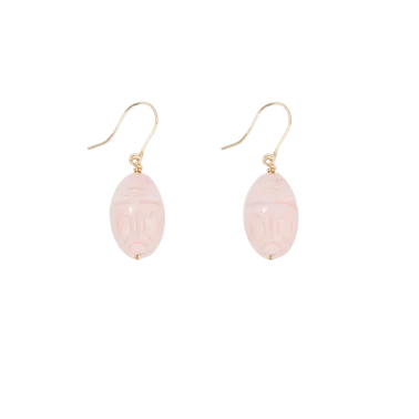 Boucles d'oreilles Aurélie Bidermann Scarabée en or jaune et opale rose SCABO03OPRYGMM