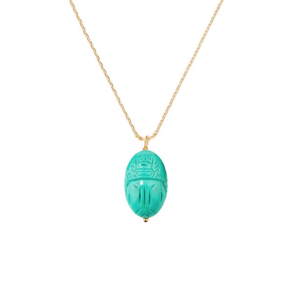 Pendentif Aurélie Bidermann Scarabée Grand modèle en or jaune et turquoise SCAPD01TUGM