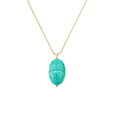 Pendentif Aurélie Bidermann Scarabée Grand modèle en or jaune et turquoise SCAPD01TUGM