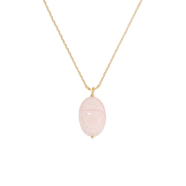 Pendant Scarabée BM Aurélie Bidermann in yellow gold and pink opal