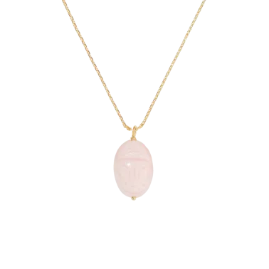 Pendant Scarabée BM Aurélie Bidermann in yellow gold and pink opal