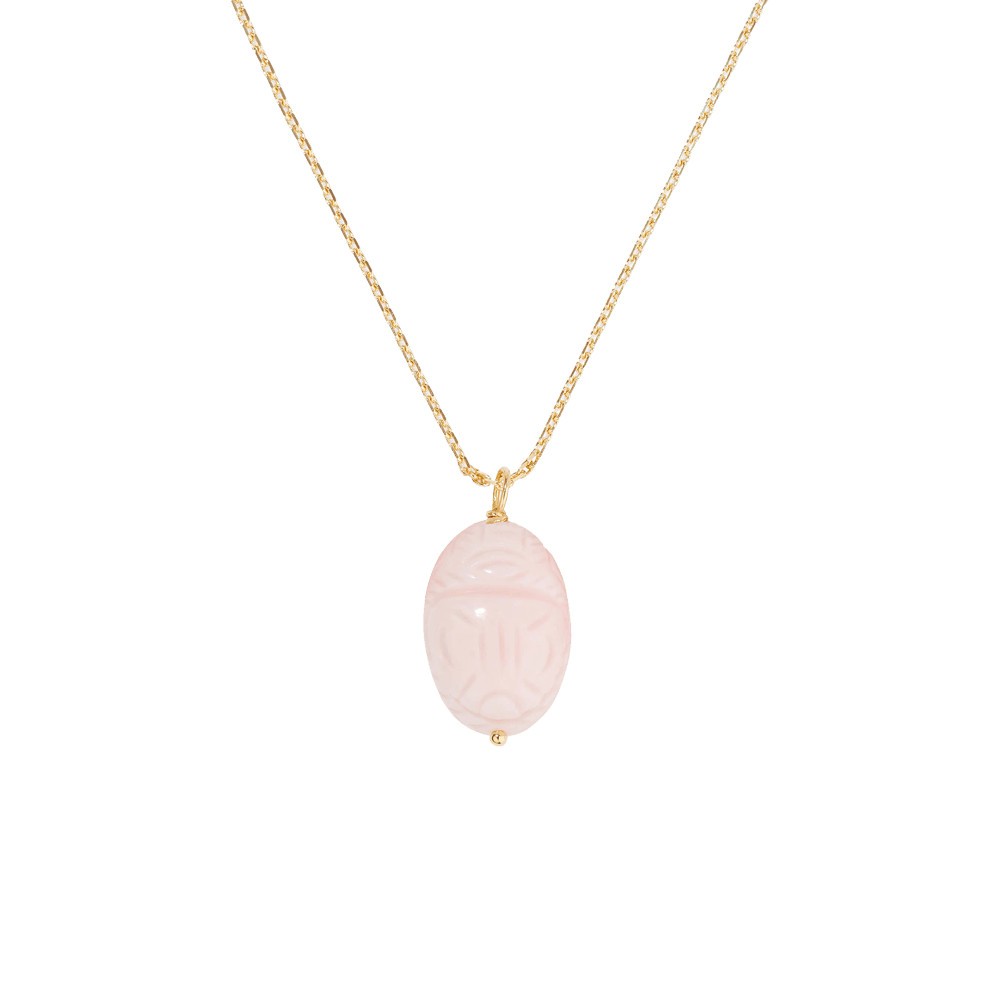 Pendentif Aurélie Bidermann Scarabée Grand modèle en or jaune et opale rose SCAPD01OPRGM