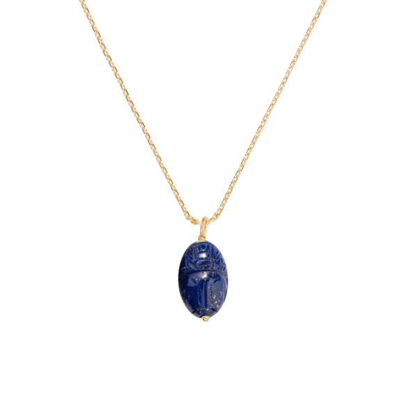 Pendant Scarabée Aurélie Bidermann in yellow gold and lapis lazuli