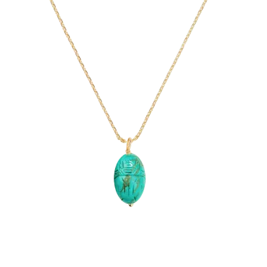 Pendant Scarabée Aurélie Bidermann in yellow gold and turquoise