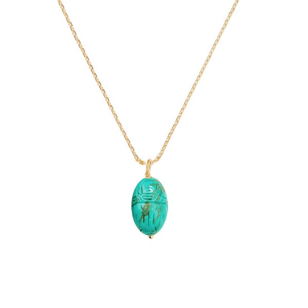 Pendant Scarabée Aurélie Bidermann in yellow gold and turquoise