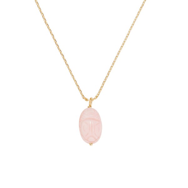 Pendentif Aurélie Bidermann Scarabée en or jaune et opale rose SCAPD01OPRMM