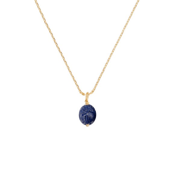 Pendentif Aurélie Bidermann Scarabée Petit modèle en or jaune et lapis lazuli SCAPD01LL