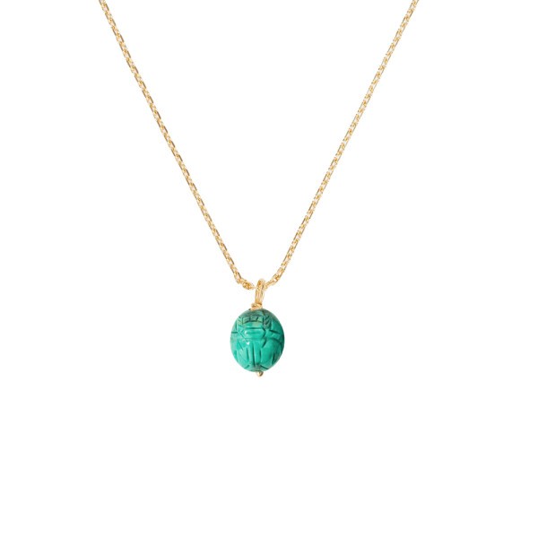 Pendant Scarabée LM Aurélie Bidermann in yellow gold and turquoise