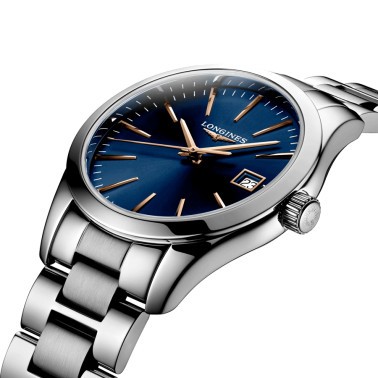 Montre Longines Conquest Classic quartz cadran bleu bracelet acier 34 mm L2.386.4.92.6