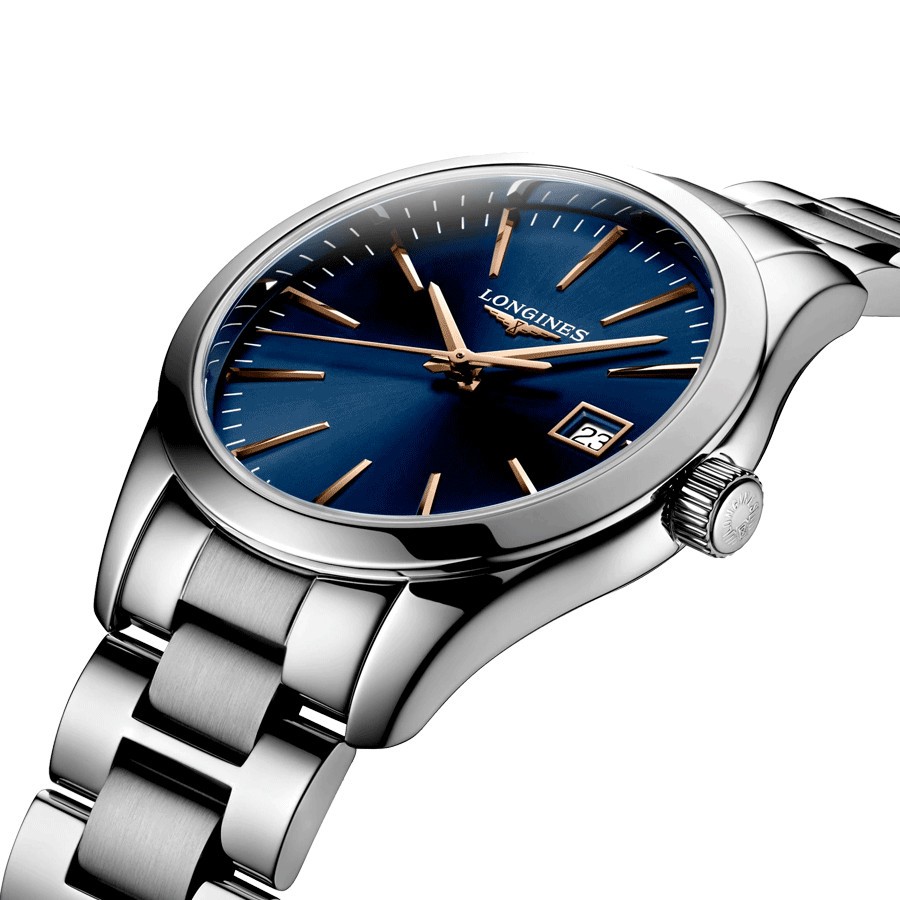 Montre Longines Conquest Classic quartz cadran bleu bracelet acier 34 mm L2.386.4.92.6