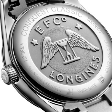 Montre Longines Conquest Classic quartz cadran bleu bracelet acier 34 mm