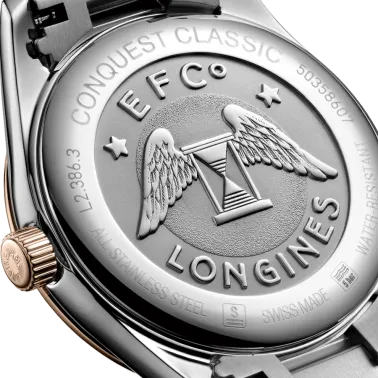 Montre Longines Conquest Classic quartz cadran bleu bracelet bicolore 34 mm L2.386.3.92.7