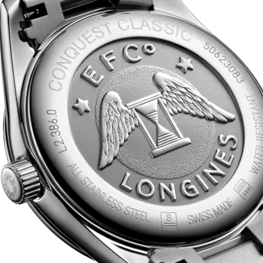 Montre Longines Conquest Classic quartz cadran argenté lunette sertie bracelet acier 29,5 mm L2.286.0.72.6