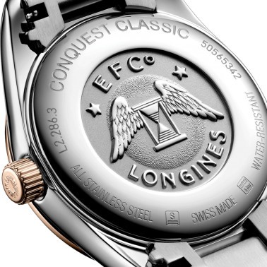 Longines Conquest Classic quartz watch mother-of-pearl dial bicolor bracelet 29.50 mm