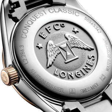 Montre Longines Conquest Classic quartz cadran nacre bracelet bicolore 29.50 mm L2.286.3.87.7