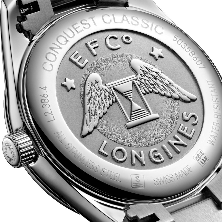 Montre Longines Conquest Classic quartz cadran nacre blanche bracelet acier 34 mm L2.386.4.87.6