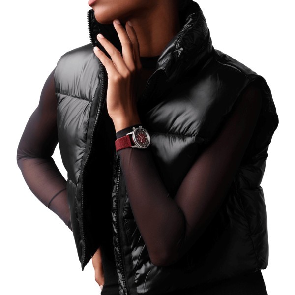 Longines Legend Diver automatic watch burgundy dial burgundy synthetic strap 36 mm L3.374.4.40.2