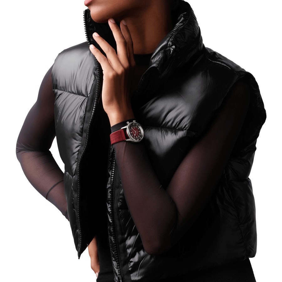 Longines Legend Diver automatic watch burgundy dial burgundy synthetic strap 36 mm L3.374.4.40.2