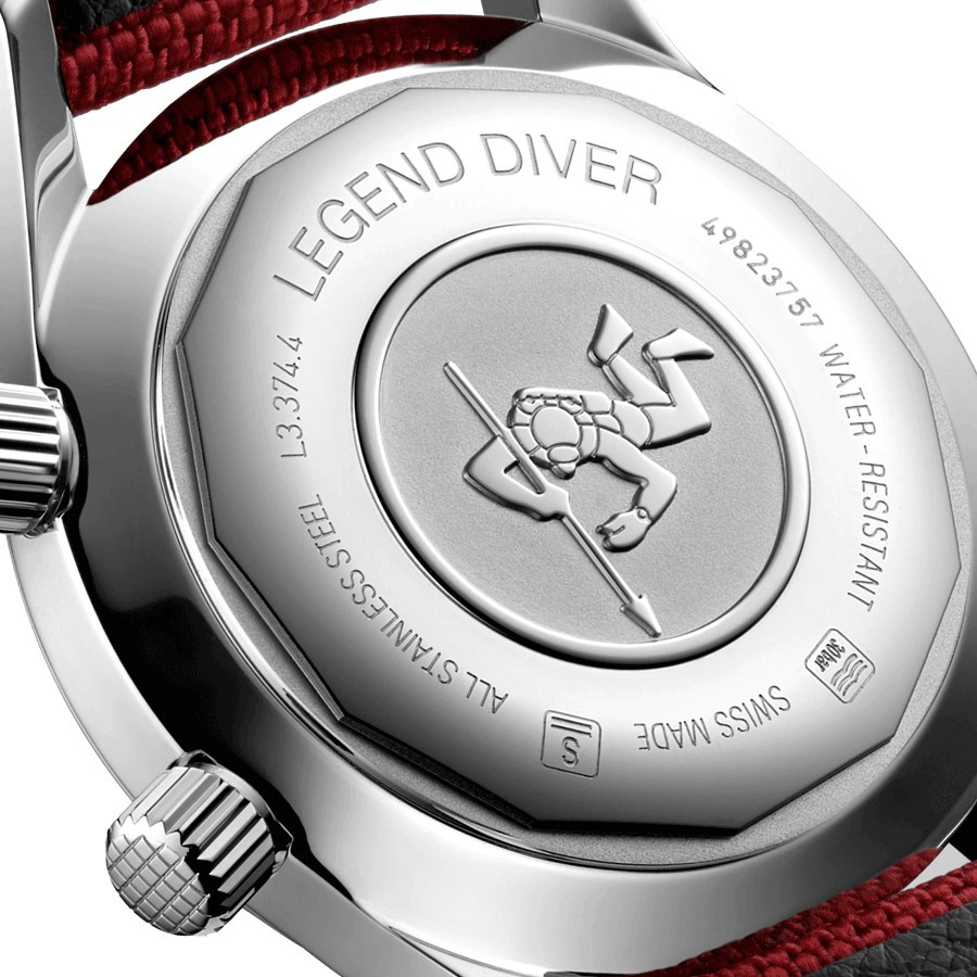 Longines Legend Diver automatic watch burgundy dial burgundy synthetic strap 36 mm L3.374.4.40.2