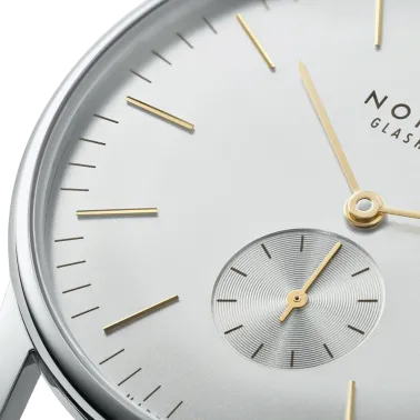 NOMOS Orion 38 Silver mechanical watch stainless steel back silver dial anthracite leather strap 38 mm 378